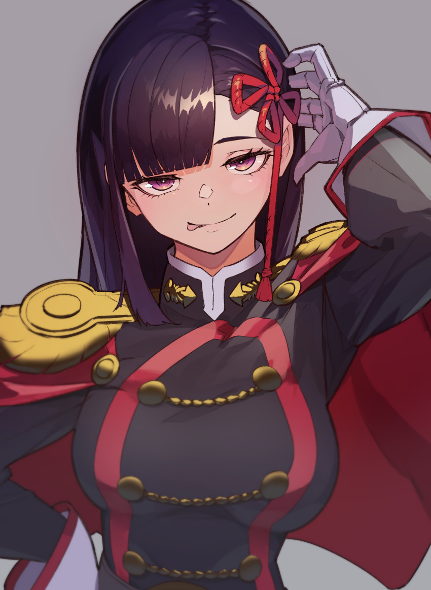 absurdres, anti-demon_corps_uniform, breasts, cape, commentary_request, highres, large_breasts, long_hair