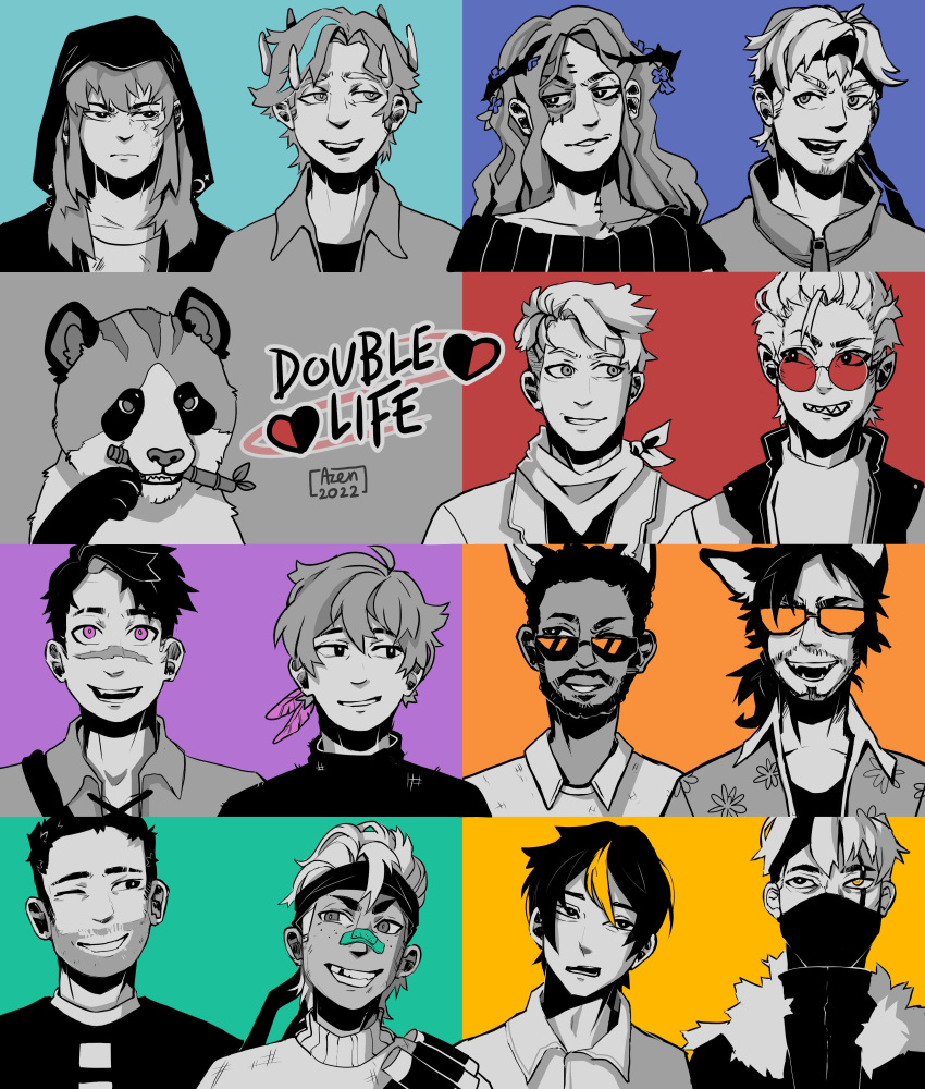 2girls, 6+boys, absolutely_everyone, absurdres, alternate_form, animal, animal_ears, animification