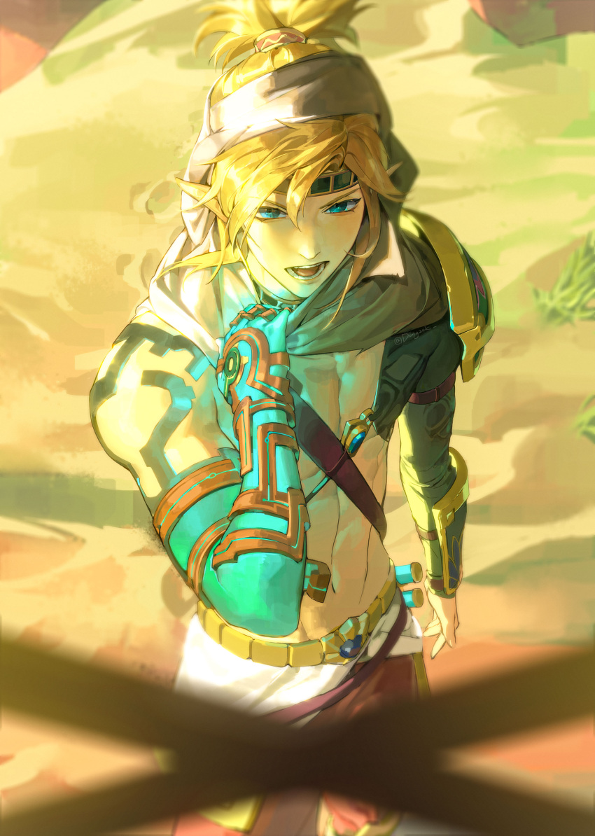 1boy, abs, absurdres, blonde_hair, blue_eyes, character_request, check_character, commentary_request
