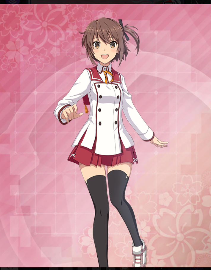 1girl, :d, black_bow, black_thighhighs, bow, brown_eyes, brown_hair, buttons