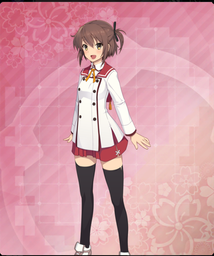 1girl, :d, black_bow, black_thighhighs, blush, bow, breasts, brown_eyes