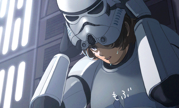 1boy, black_gloves, brown_eyes, brown_hair, commentary_request, gloves, glowing, helmet