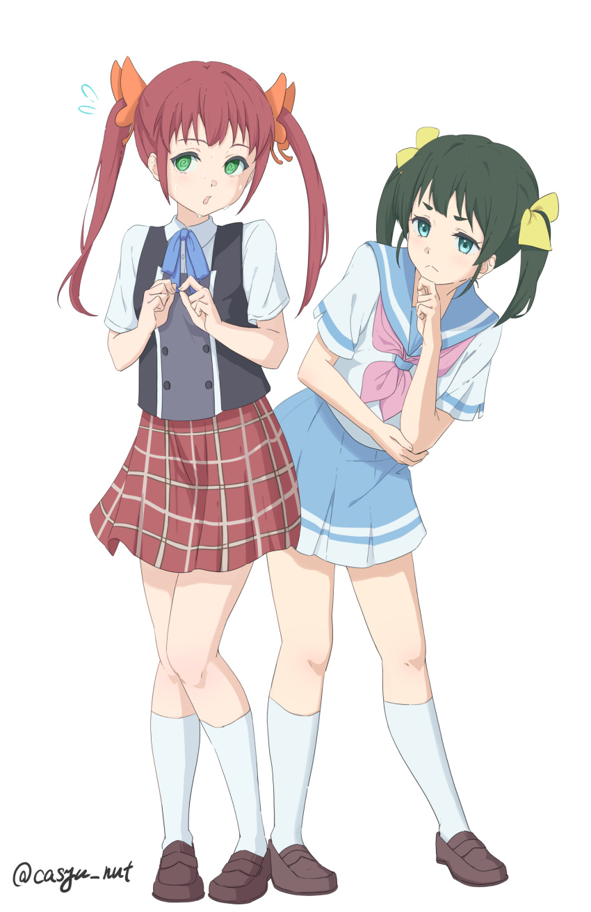 2girls, amagi_brilliant_park, black_vest, casyu_nut, character_request, chuujou_shiina, commentary, full_body