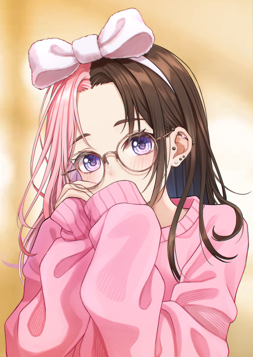 1girl, absurdres, bow, commentary_request, glasses, hair_bow, hal_(haldayo913), highres