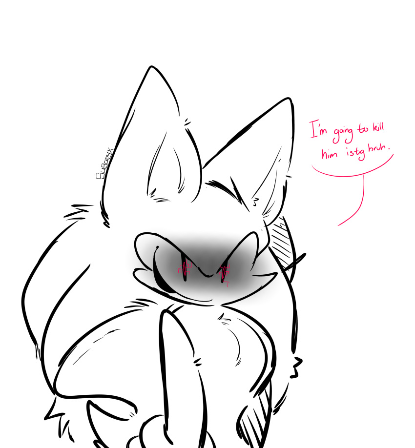 2023, absurdres, angry, dialogue_box, greyscale, hedgehog, highres, monochrome