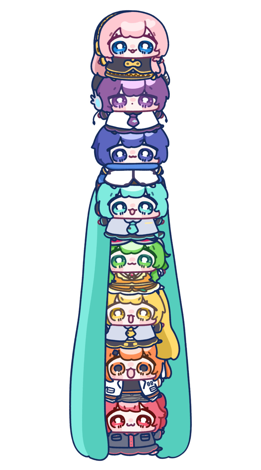 1boy, 6+girls, :3, a.i._voice, absurdly_long_hair, absurdres, adachi_rei, akita_neru