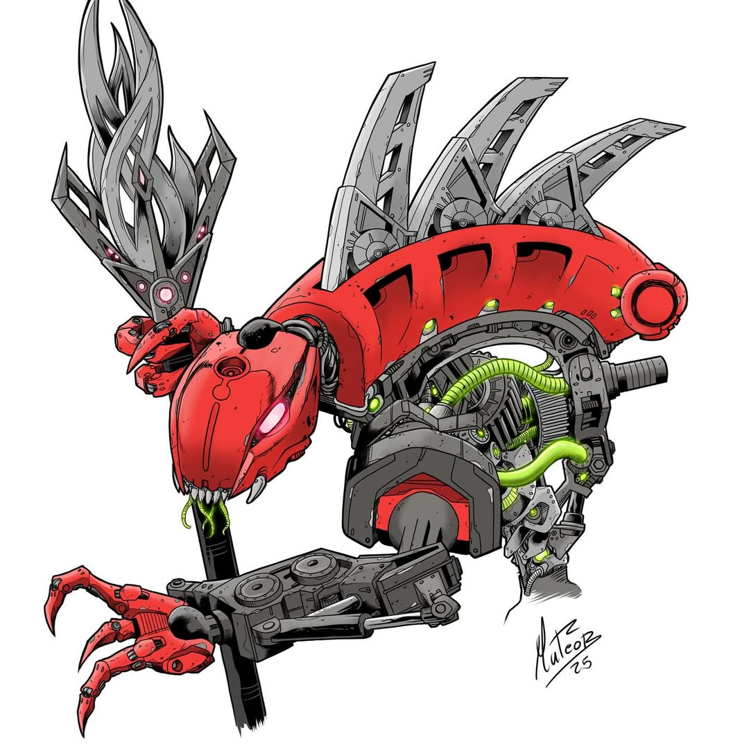 2025, bionicle, cable, from_side, glowing, glowing_eye, holding, holding_staff
