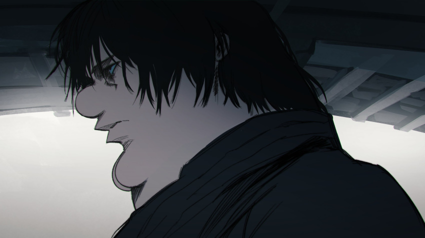 1boy, black_eyes, black_hair, black_jacket, cleft_chin, closed_mouth, commentary, cosplay