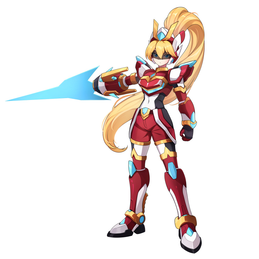 1girl, absurdres, adapted_costume, alternate_costume, arm_cannon, armor, armored_boots, assault_visor