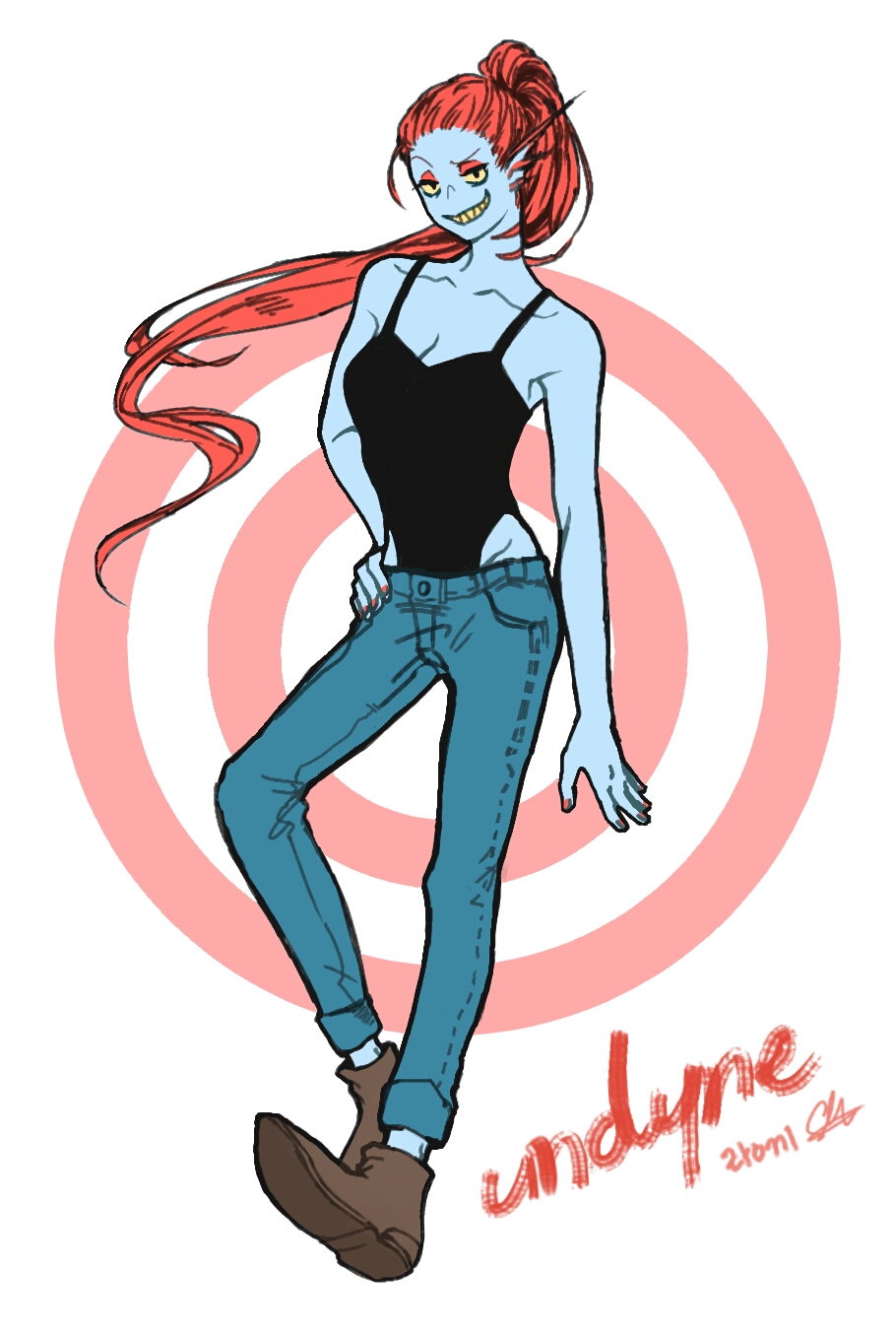 1girl, 2015, 2d, anthro, aqua_pants, arm_at_side, bad_id, bad_tumblr_id
