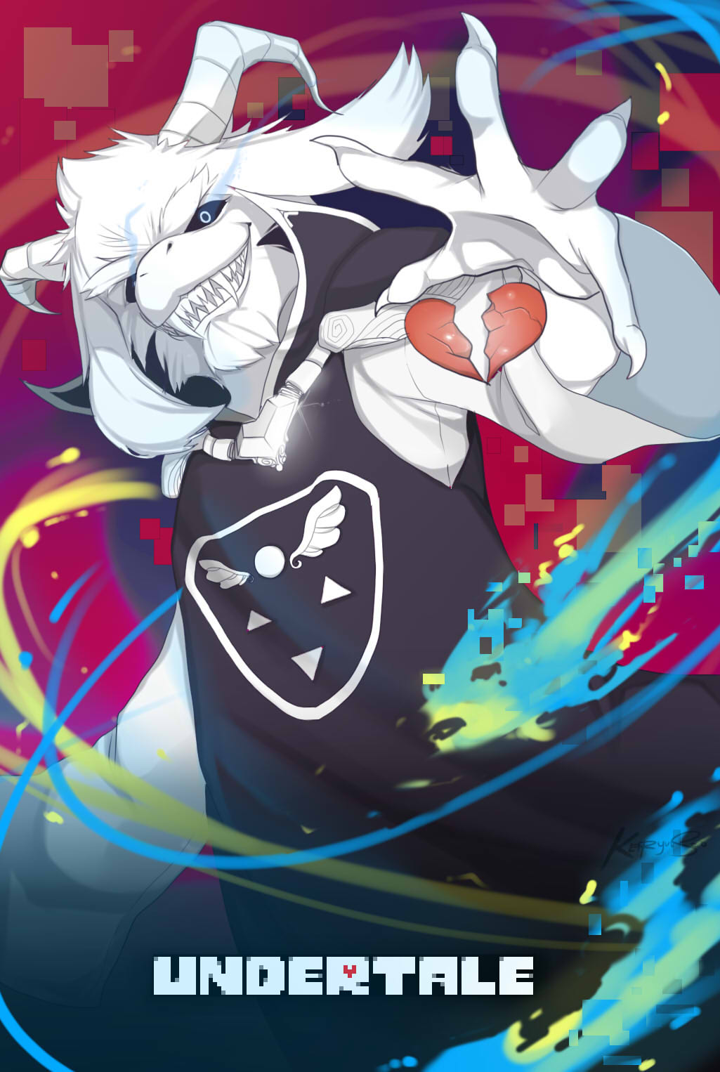 1boy, 2016, 2d, alternate_form, animal_ears, anthro, artist_name, asriel_dreemurr