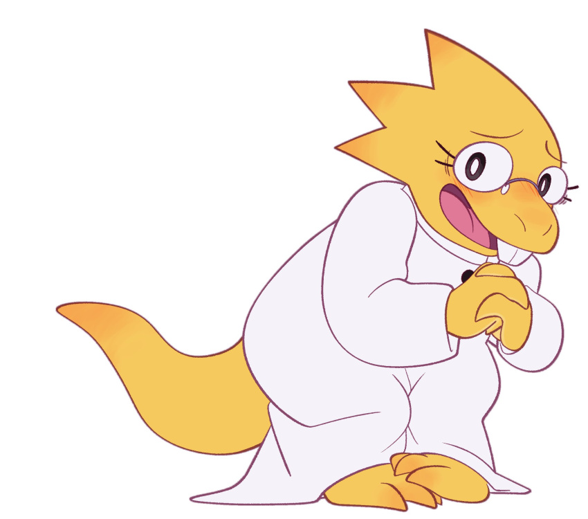 1girl, 2025, 2d, alphys, anthro, barefoot, bia_busana, buck_teeth