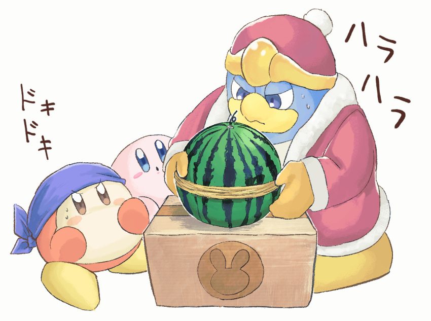 :o, bandana, bandana_waddle_dee, blue_bandana, blue_eyes, blush, blush_stickers, box
