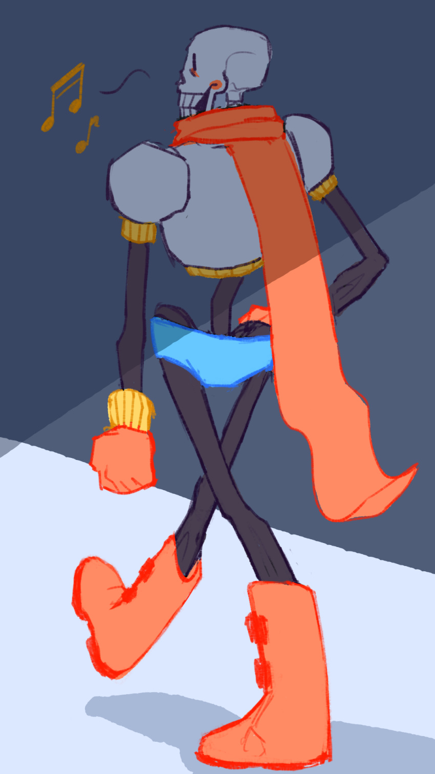 1boy, 2022, 2d, armor, back, blue_shorts, boots, commentary