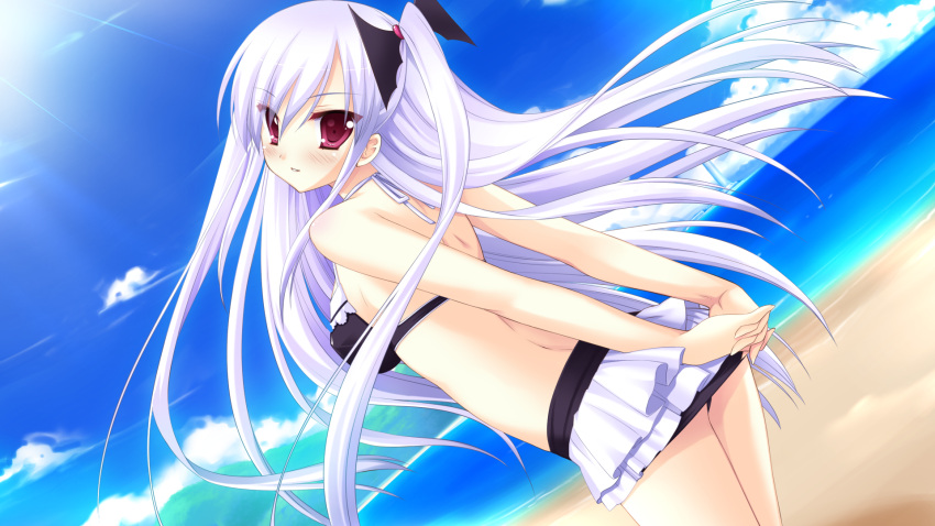 akechi_hikari, beach, bikini, game_cg, hyper_highspeed_genius, long_hair, miyasu_risa, swimsuit