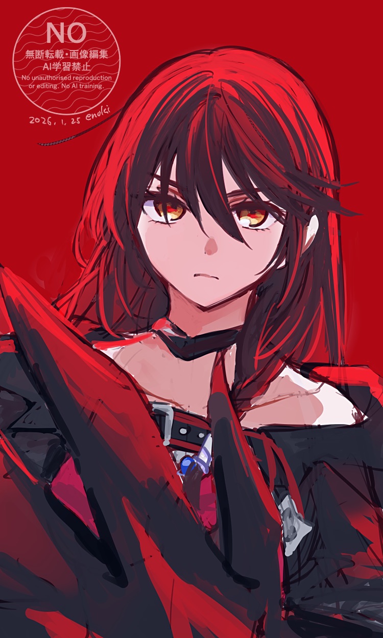 1girl, artist_name, black_cape, black_choker, black_hair, braid, cape, choker