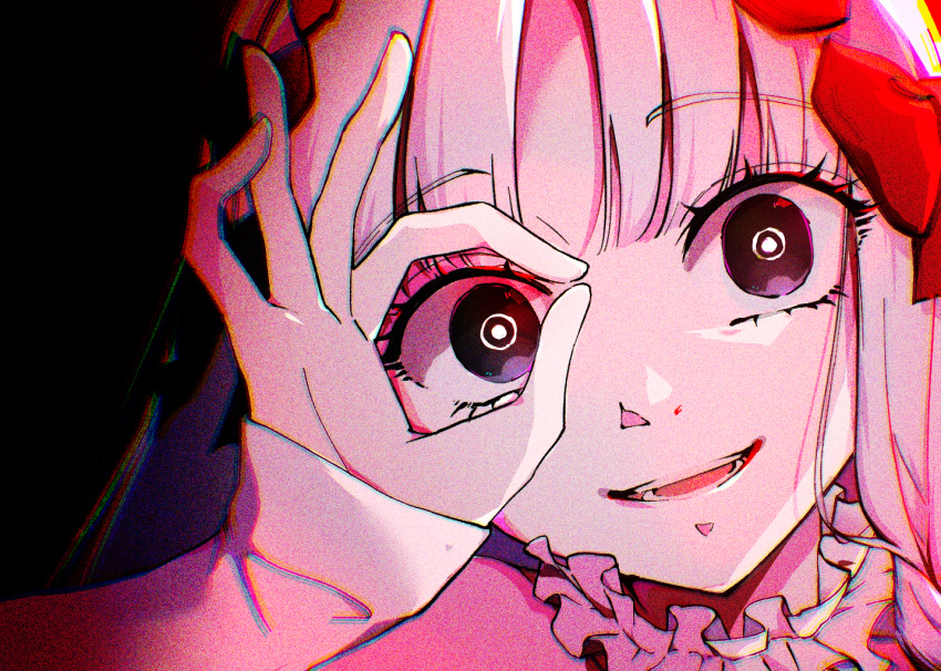 1girl, aoooi1031, bare_shoulders, black_bow, black_eyes, bow, collar, colored_inner_hair