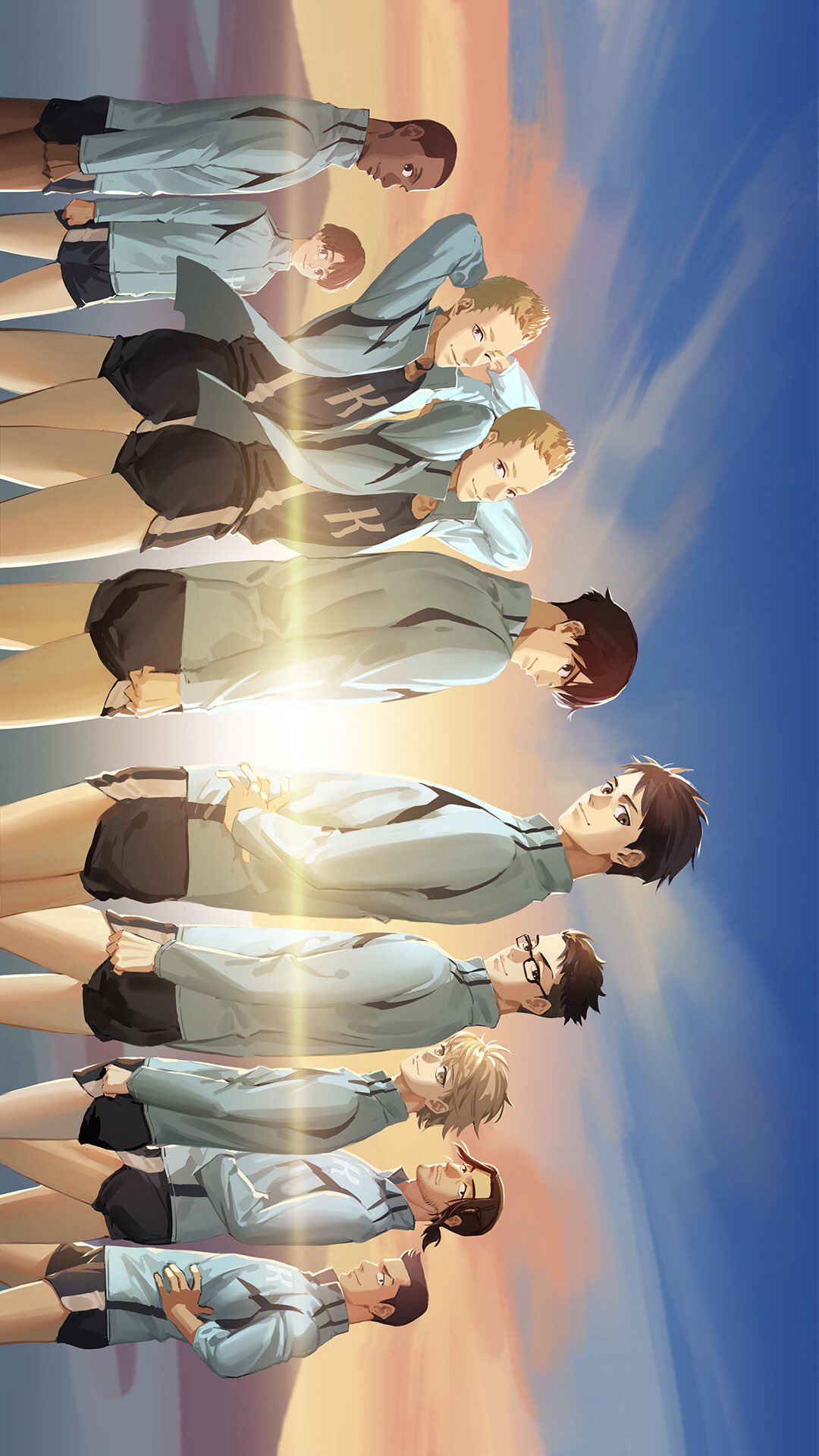 6+boys, akahiro_hirata, beard_stubble, black-framed_eyewear, black_hair, blonde_hair, brothers, brown_eyes