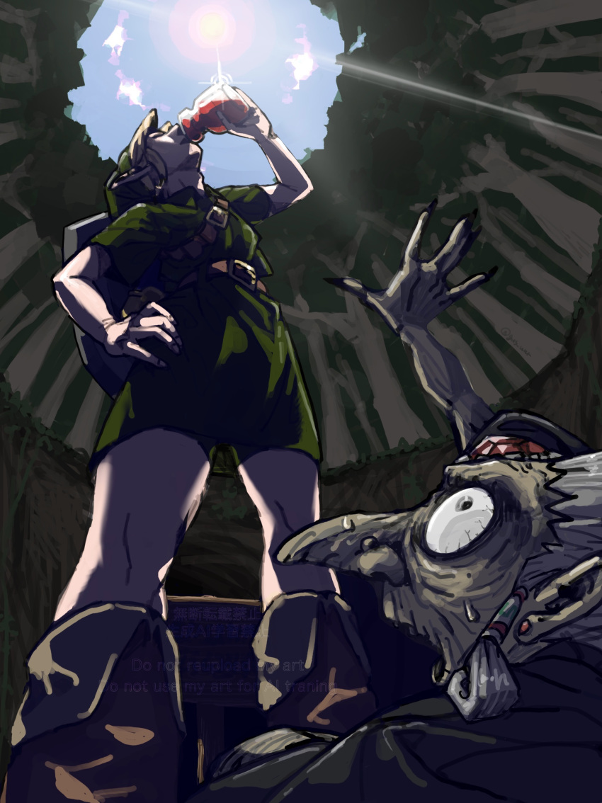 1boy, 1girl, absurdres, boots, brown_boots, bulging_eyes, commentary_request, d: