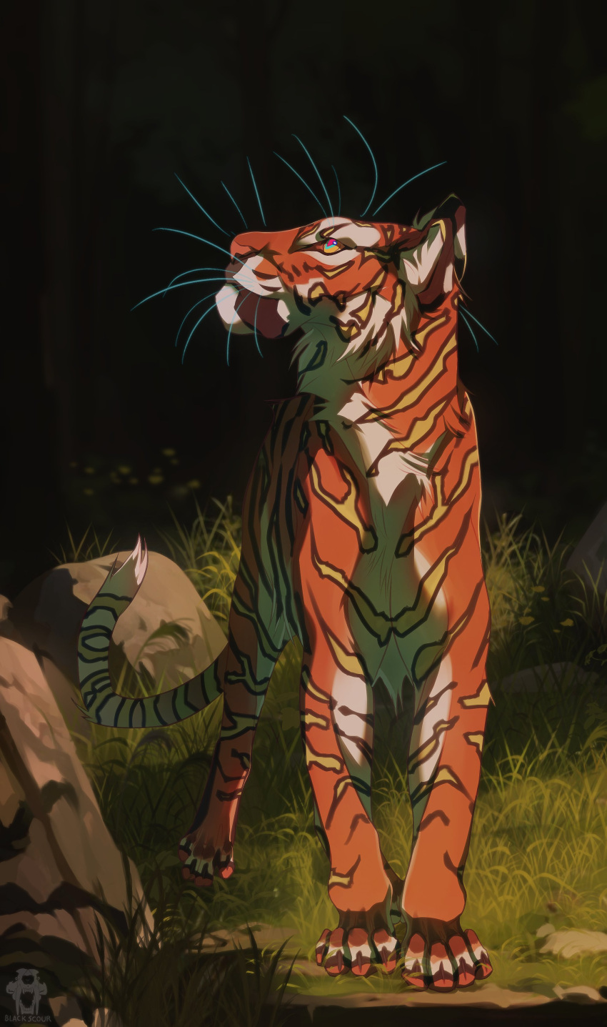 absurdres, animal_focus, anime_coloring, blackscour, blurry, blurry_background, claws, commentary