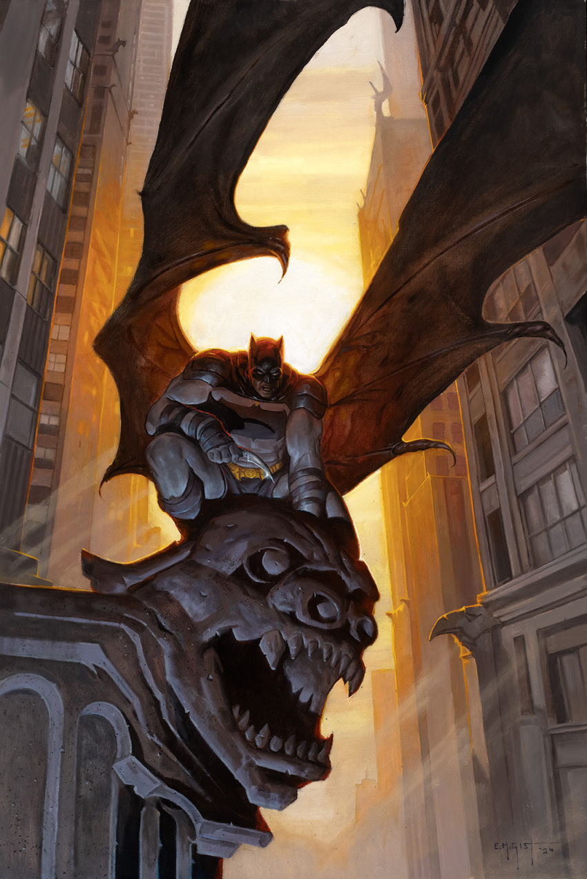 1boy, batman, batman_(series), black_male_underwear, bodysuit, building, city, dc_comics