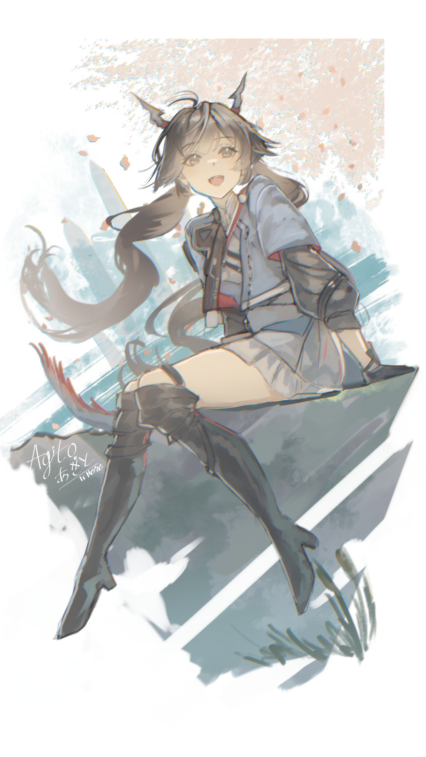 1girl, absurdres, agito_(agitoishere), arknights, arknights:_endfield, black_boots, black_gloves, black_hair