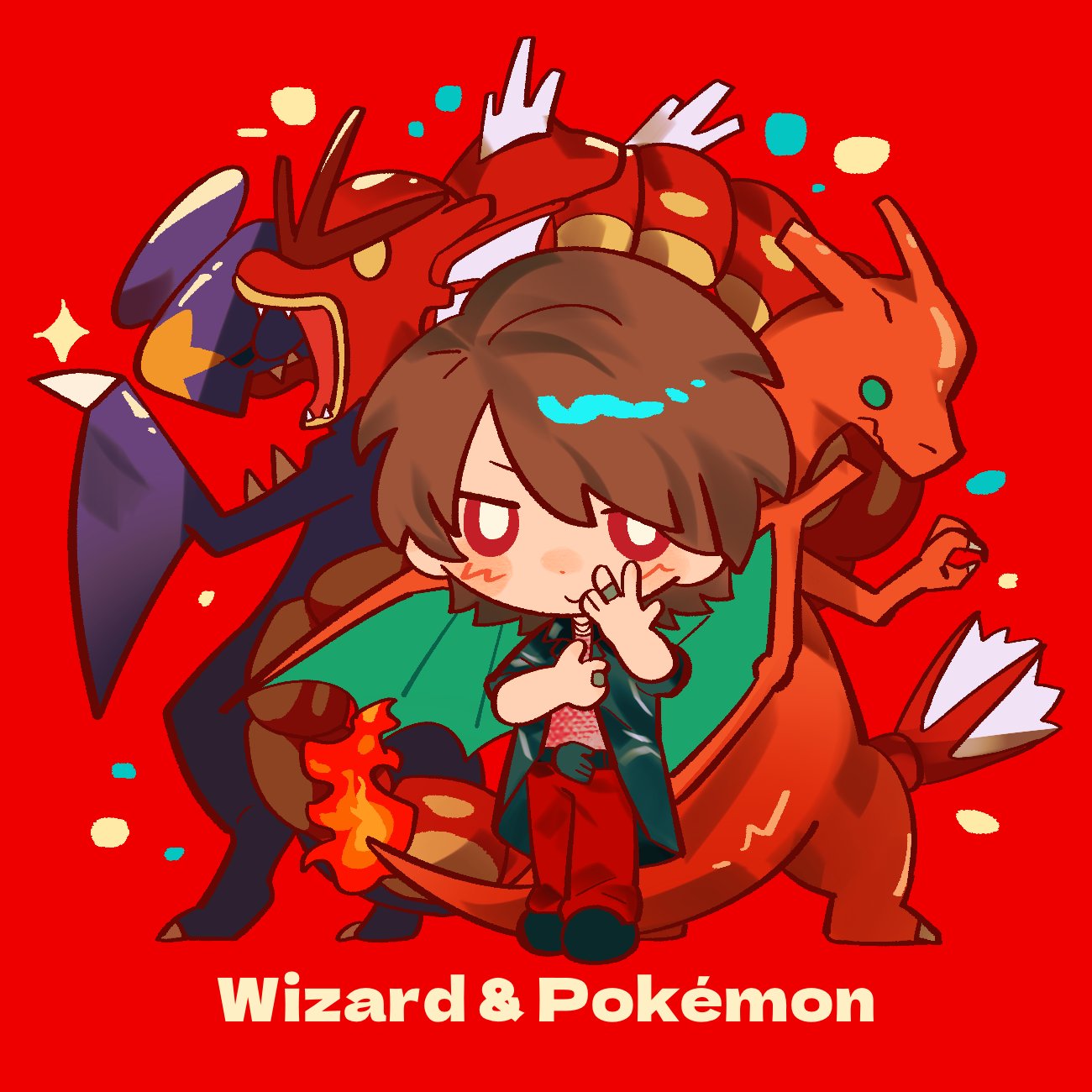 1boy, 2786867956wuyu, alternate_color, animification, black_shoes, bright_pupils, brown_hair, charizard