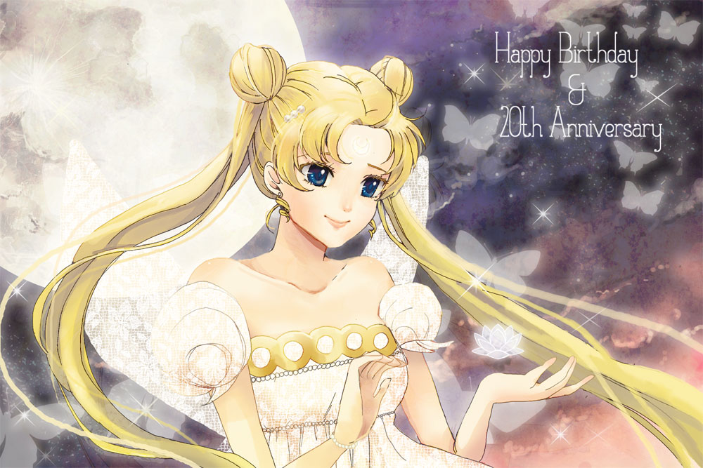 birthday, bishoujo_senshi_sailor_moon, blonde_hair, blue_eyes, butterfly, crystal, double_bun, hair_ornament