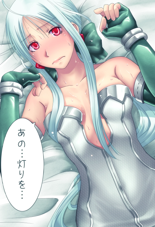 alchemist, aqua_hair, blush, bow, breast_clinging, earrings, hair_bow, jewelry