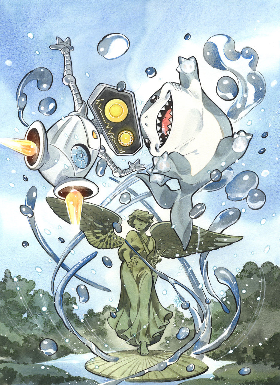 :d, angel_statue, blue_sky, central_park_(new_york), comic_cover, commentary_request, cover, cover_page
