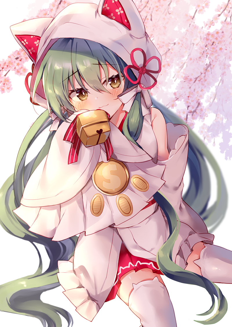 1girl, akashi_(azur_lane), akashi_(white_cat's_repayment)_(azur_lane), animal_ear_legwear, animal_ears, azur_lane, bell, cat_ear_legwear