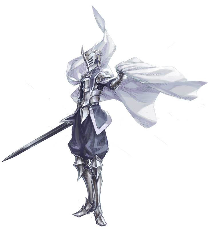 cape, emanuel_(pixiv_fantasia), gauntlets, greaves, helmet, knight, meitei, pixiv_fantasia, pixiv_fantasia_5, solo, sword, weapon