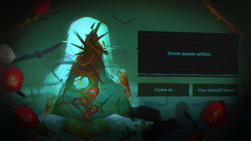1boy, absurdres, barbed_wire, charon_(reverse:1999), coat, commentary, dialogue_box, dialogue_options