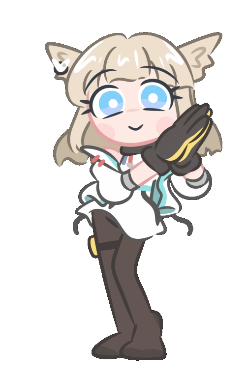 1girl, animated, animated_gif, arknights, arknights:_endfield, blonde_hair, blue_eyes, cho_theg, jacket, looking_at_viewer, looping_animation, off_shoulder, own_hands_together, perlica_(arknights), smile, solo, transparent_background