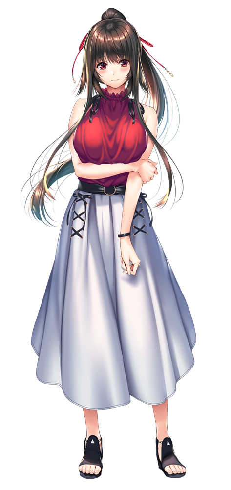 1girl, amakano_2, arm_under_breasts, bare_arms, bare_shoulders, black_shoes, blush, bracelet