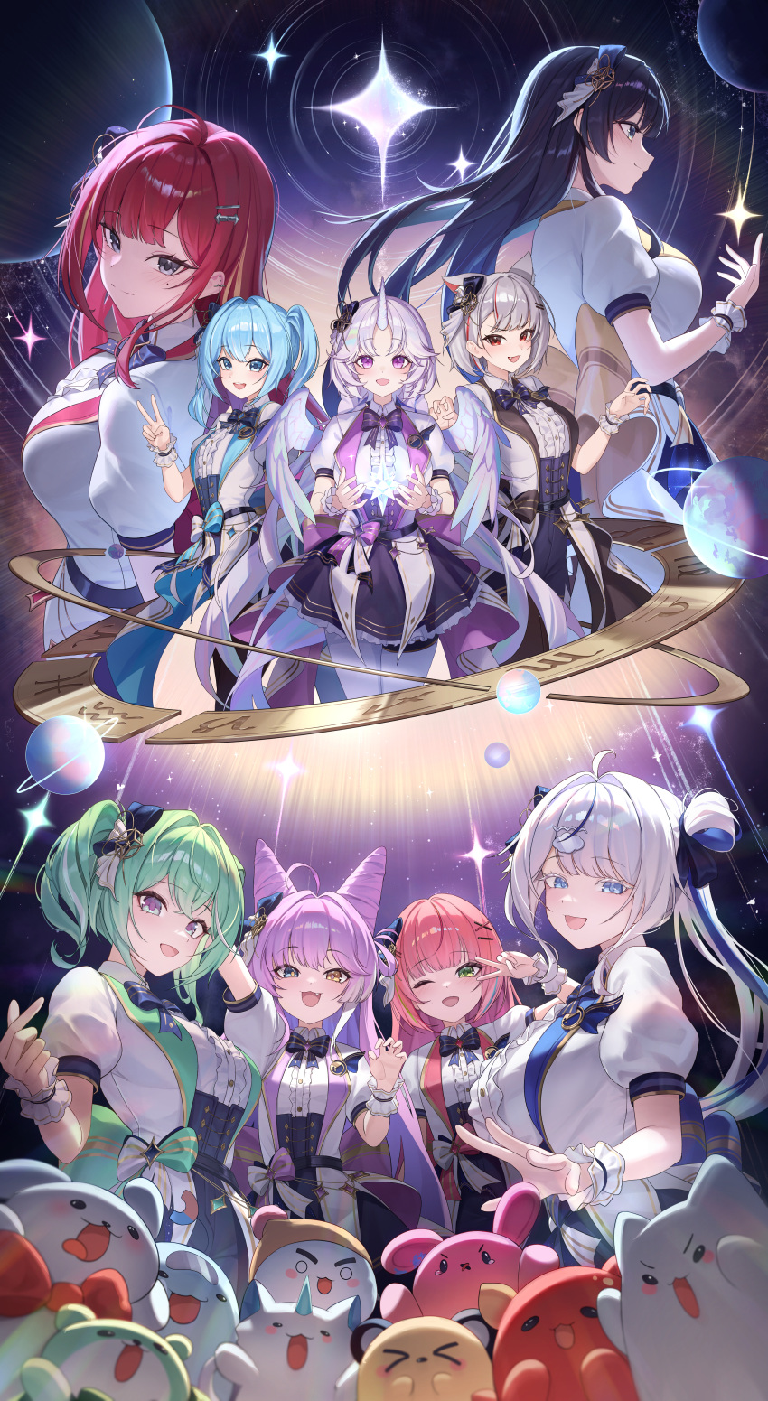 6+girls, absurdres, ahoge, akane_lize, animal_ears, aokumo_rin, arahashi_tabi, arnyang_(ayatsuno_yuni)