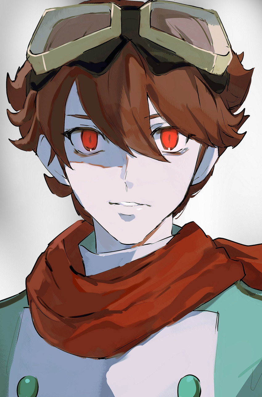 1boy, absurdres, brown_hair, digimon, digimon_story:_time_stranger, goggles, goggles_on_head, green_jacket