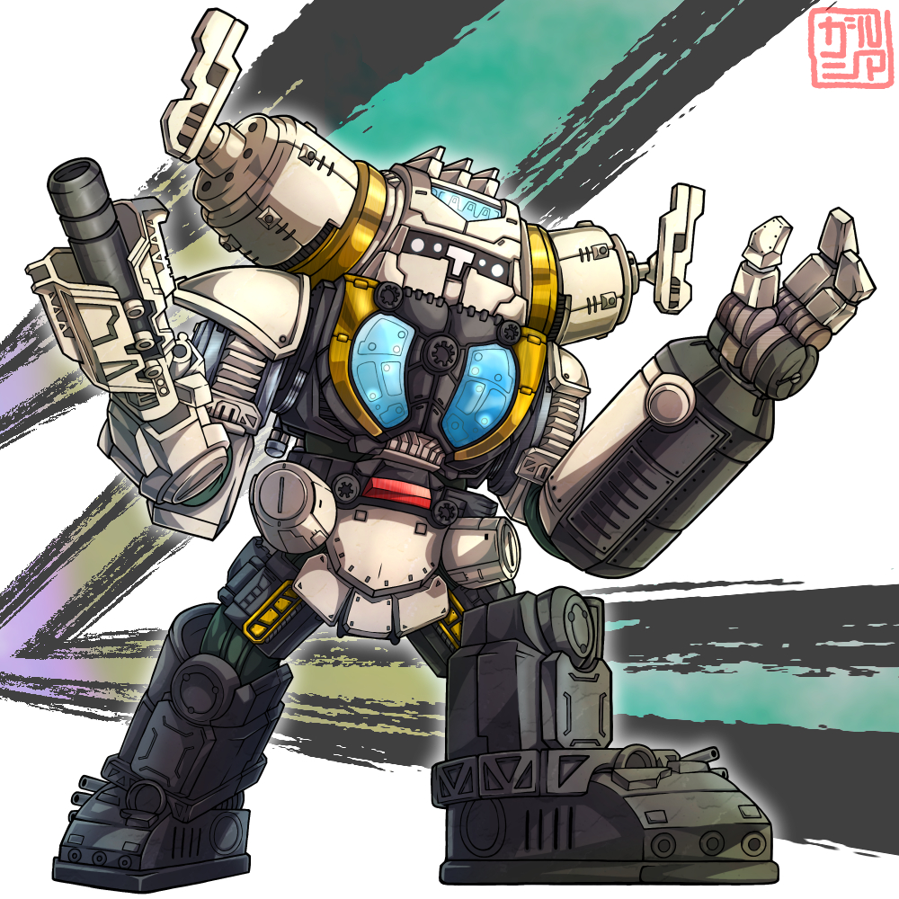 arm_cannon, arm_up, armored_skirt, artist_name, cannon, commentary_request, joints, king_joe_storage_custom