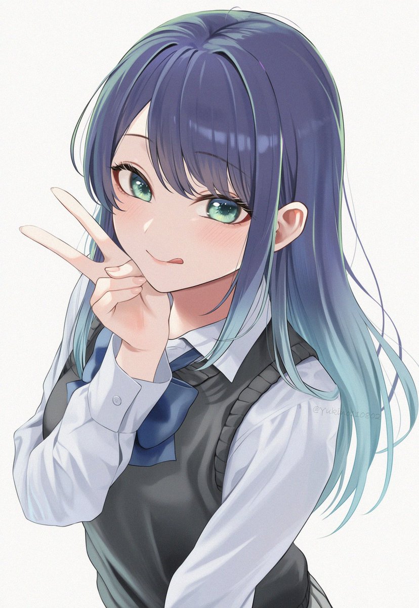 1girl, blue_eyes, blue_hair, blush, bow, breasts, commentary_request, highres