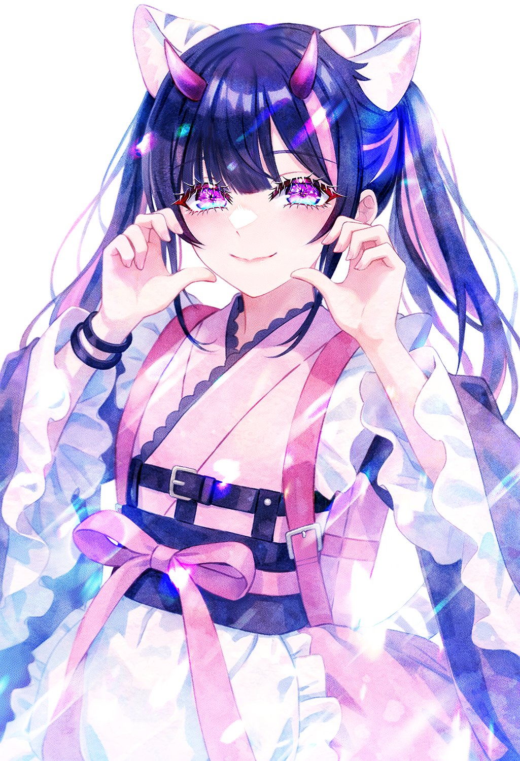 1boy, animal_ears, apron, black_hair, chou_kaguya-hime!, closed_mouth, commentary_request, cowboy_shot