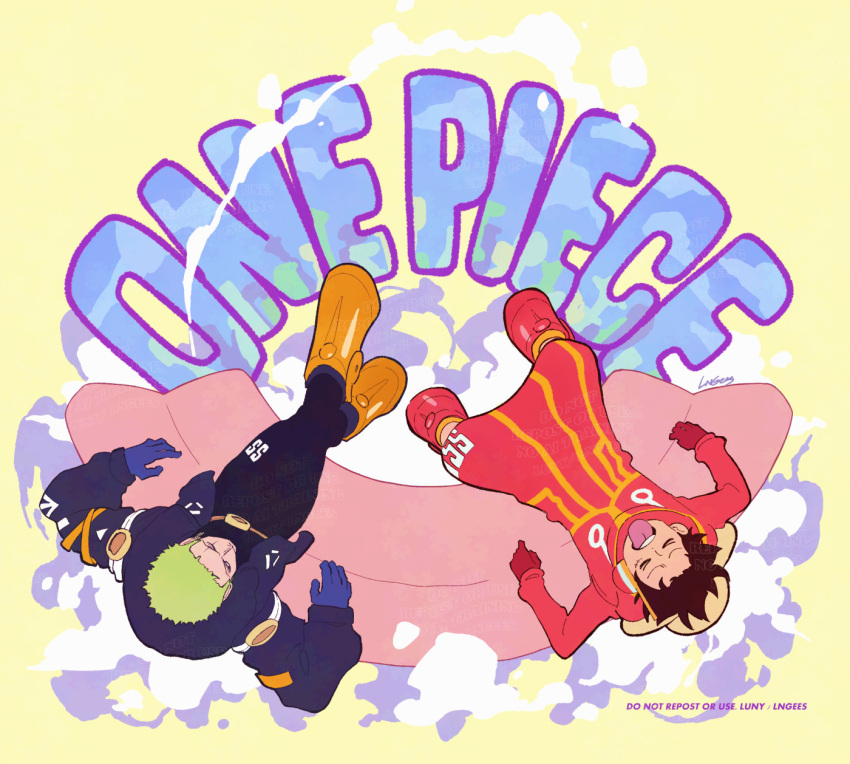 2boys, black_bodysuit, black_hair, blue_gloves, bodysuit, boots, closed_eyes, coat