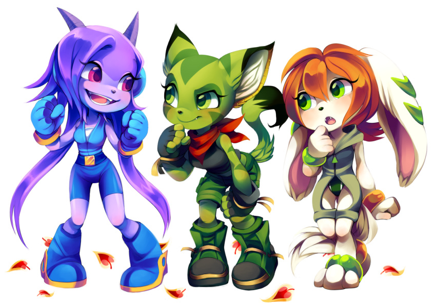 3girls, animal_ears, anklet, basset_hound, black_nose, blue_boots, boots, carol_tea