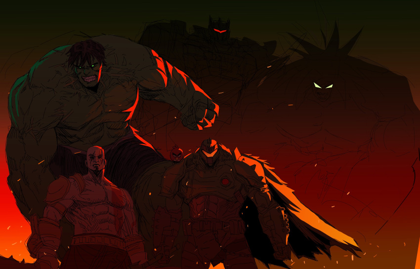 6+boys, angry_birds, animal_on_shoulder, armor, assault_visor, bald, bird, bird_on_shoulder