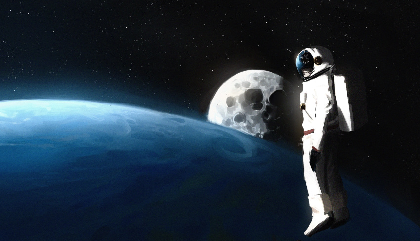 1other, absurdres, ambiguous_gender, asterion_(shadow_slave), astronaut, atmospheric_layer, bad_link, crack