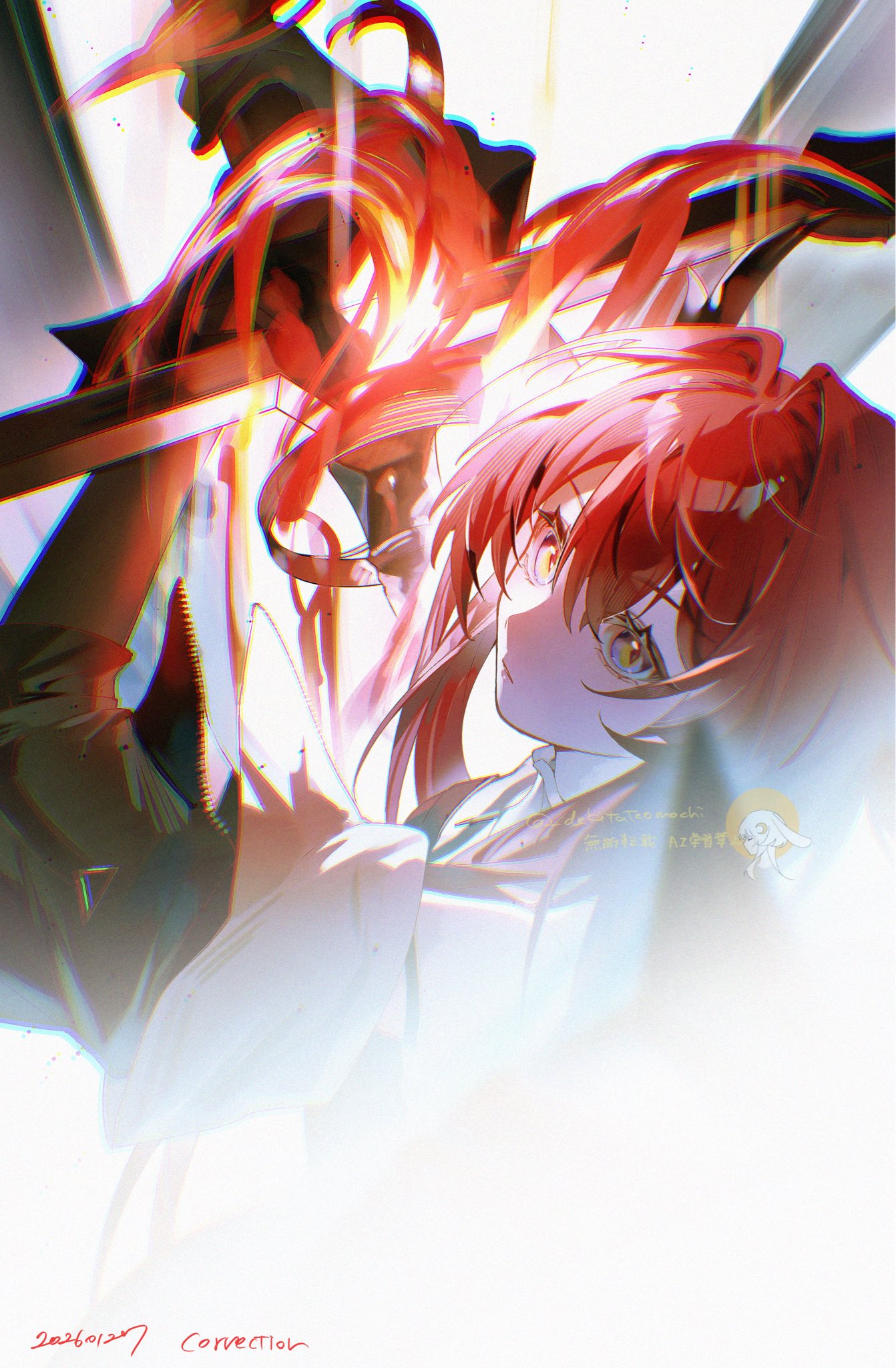 1girl, arknights, arknights:_endfield, demon_girl, demon_horns, hair_between_eyes, highres, holding
