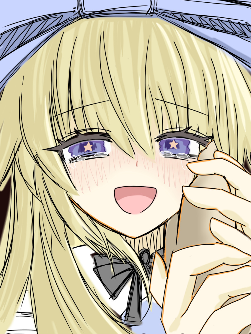 1boy, 1girl, :d, alice_(black_souls), alice_(black_souls)_(cosplay), black_ribbon, black_souls, black_souls_2