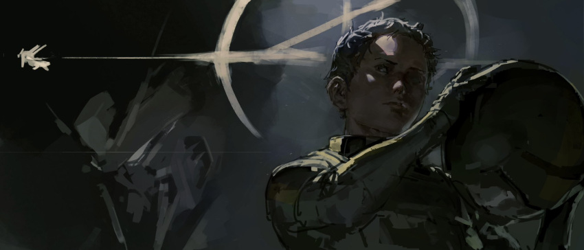 1boy, black_hair, brown_eyes, brown_hair, collared_shirt, commentary_request, compass_uniform, guideoflothric1