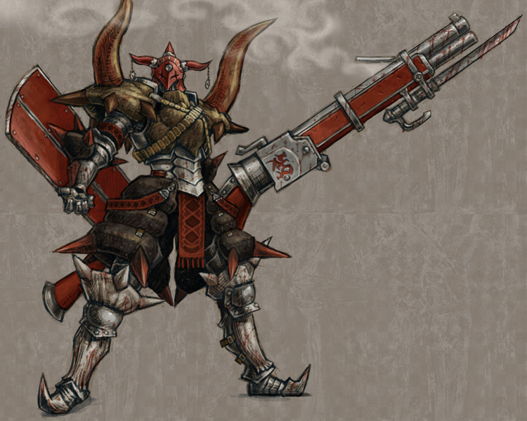 alternate_color, blood, breastplate, capcom, diablos, diablos_(armor), full_armor, gauntlets