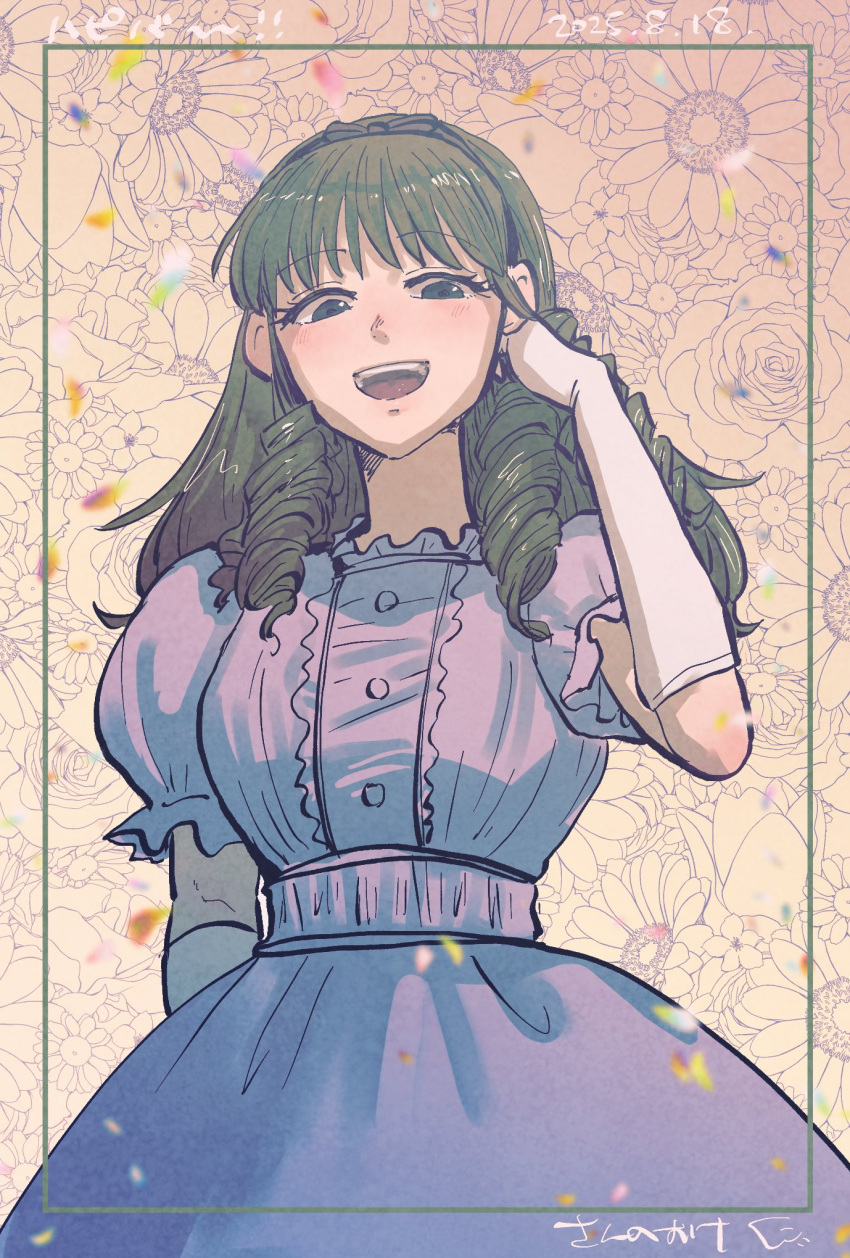 1girl, :d, anrietta_rochefort, arc_the_lad, arc_the_lad_iii, brown_hair, commentary_request, curly_hair