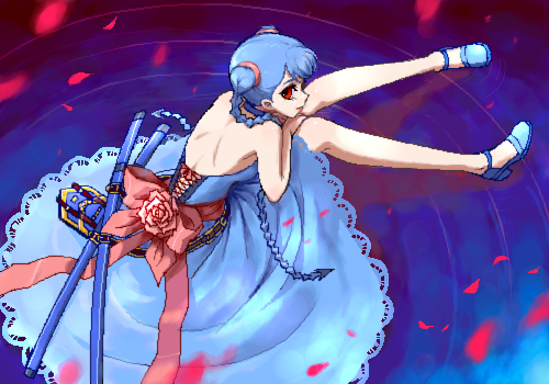 blue_hair, braid, dress, futaba_channel, koronu, kyata, lowres, red_eyes